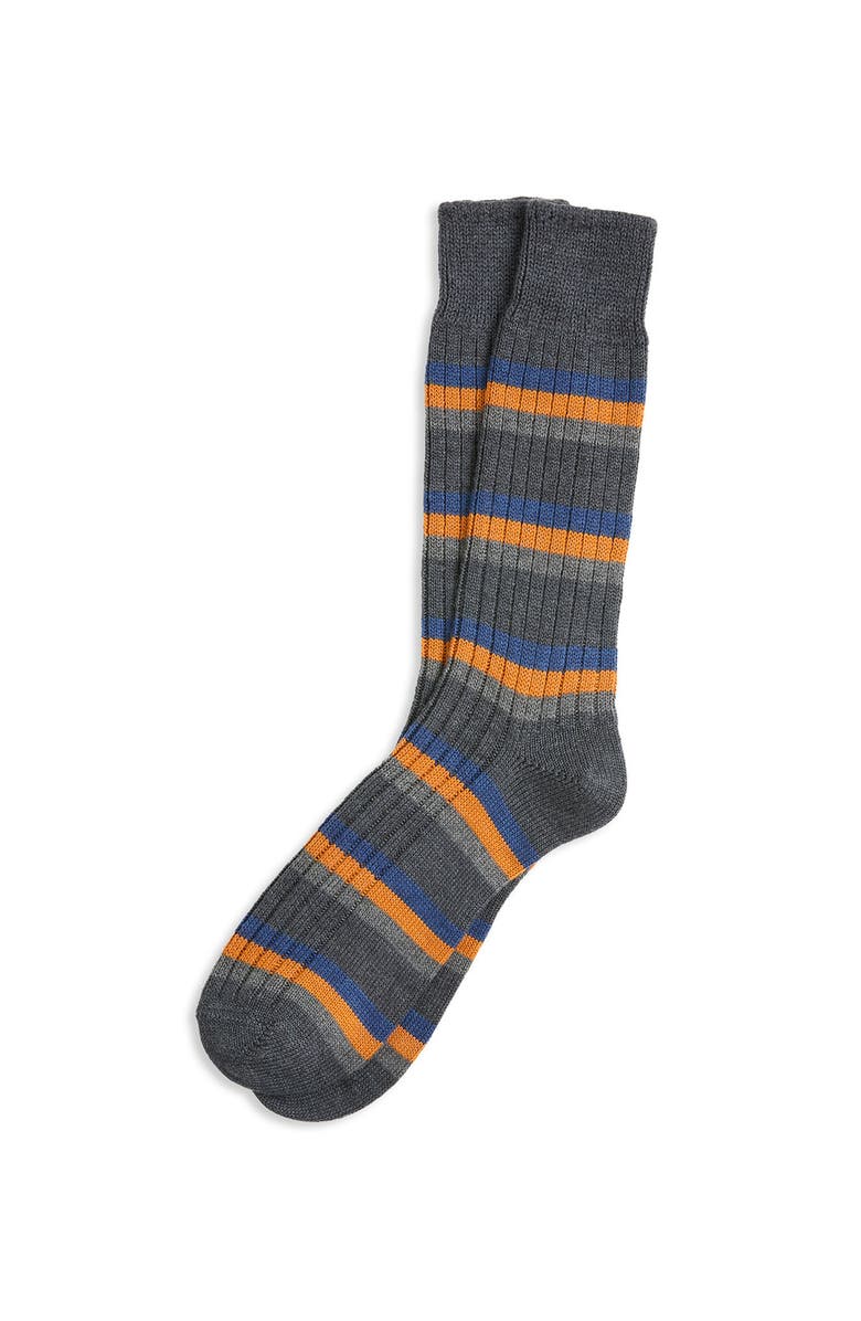Celtic & Co. Cotton Stripe Sock, Main, color, Charcoal