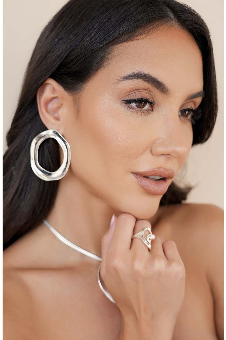 Open Circle Drop Earrings, Alternate, color, SILVER