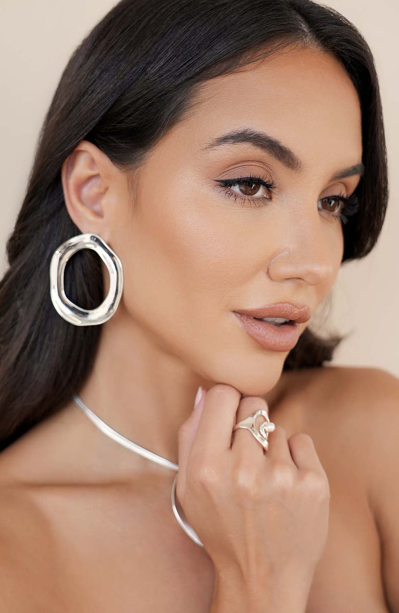 Ettika Open Circle Drop Earrings, Alternate, color, Silver