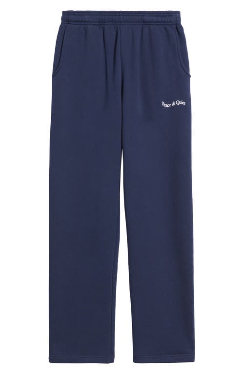 Museum Of Peace And Quiet Museum Of Peace & Quiet Wordmark Pigment Dyed Sweatpants In Navy