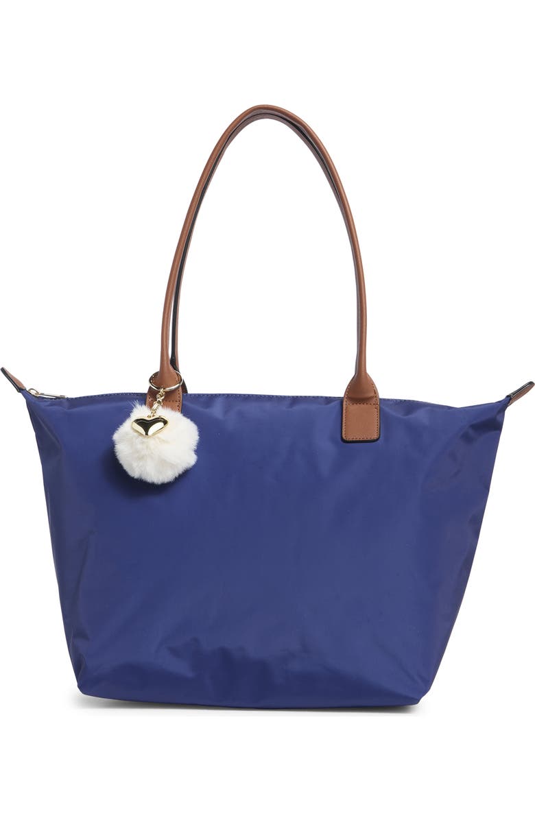 Madden Girl Nylon Tote, Main, color, Navy