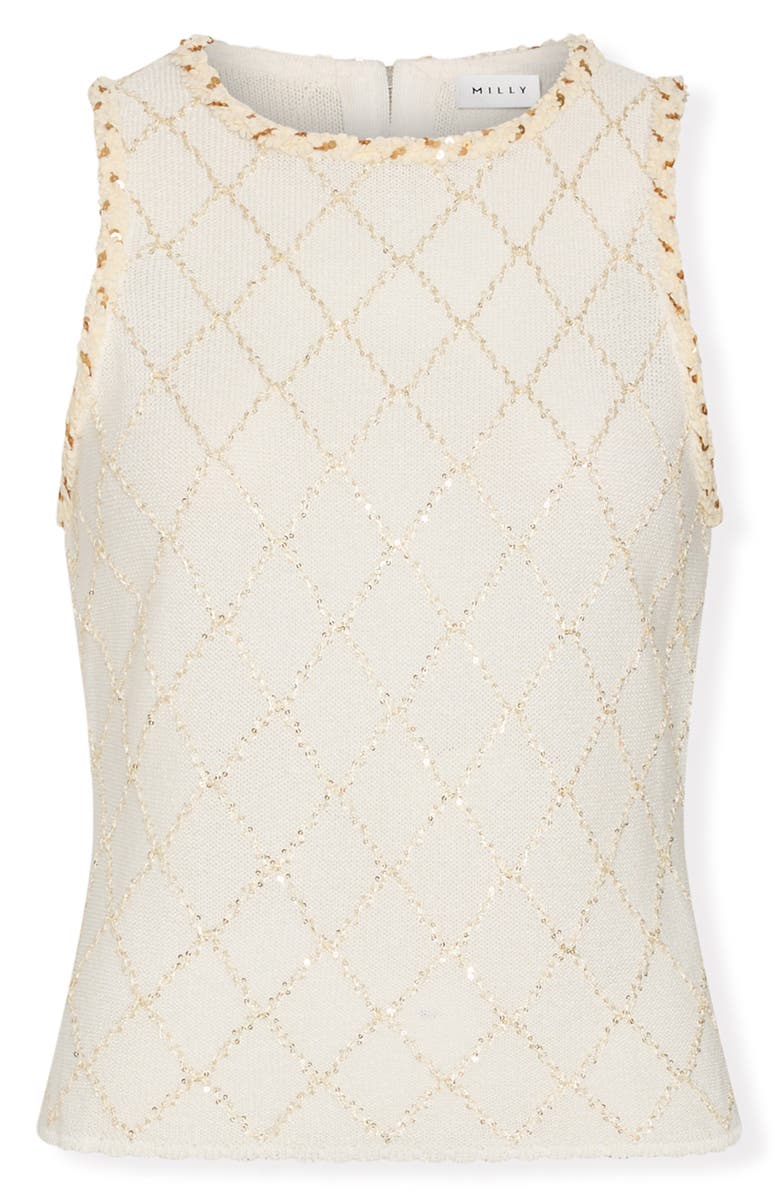 Milly Meli Beaded Sleeveless Sweater, Alternate, color, Off White