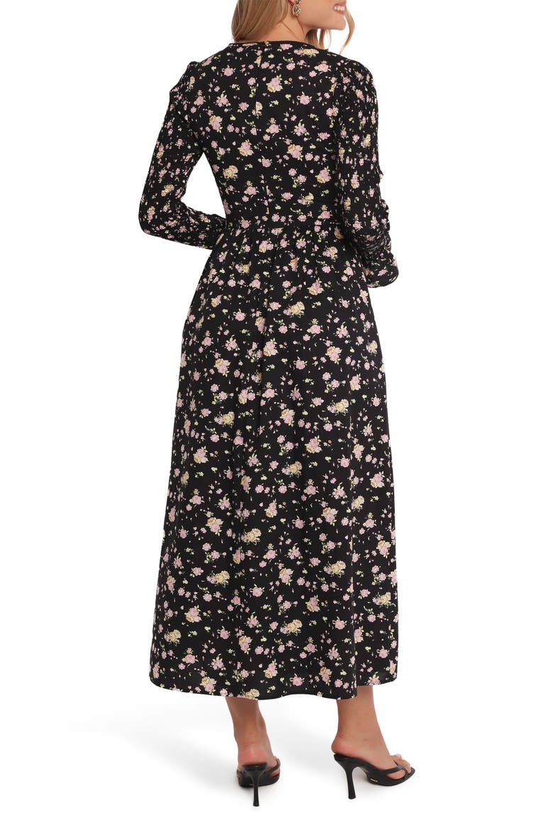 Mairead Long Sleeve Cotton Maxi Dress, Alternate, color, BLACK FLORAL