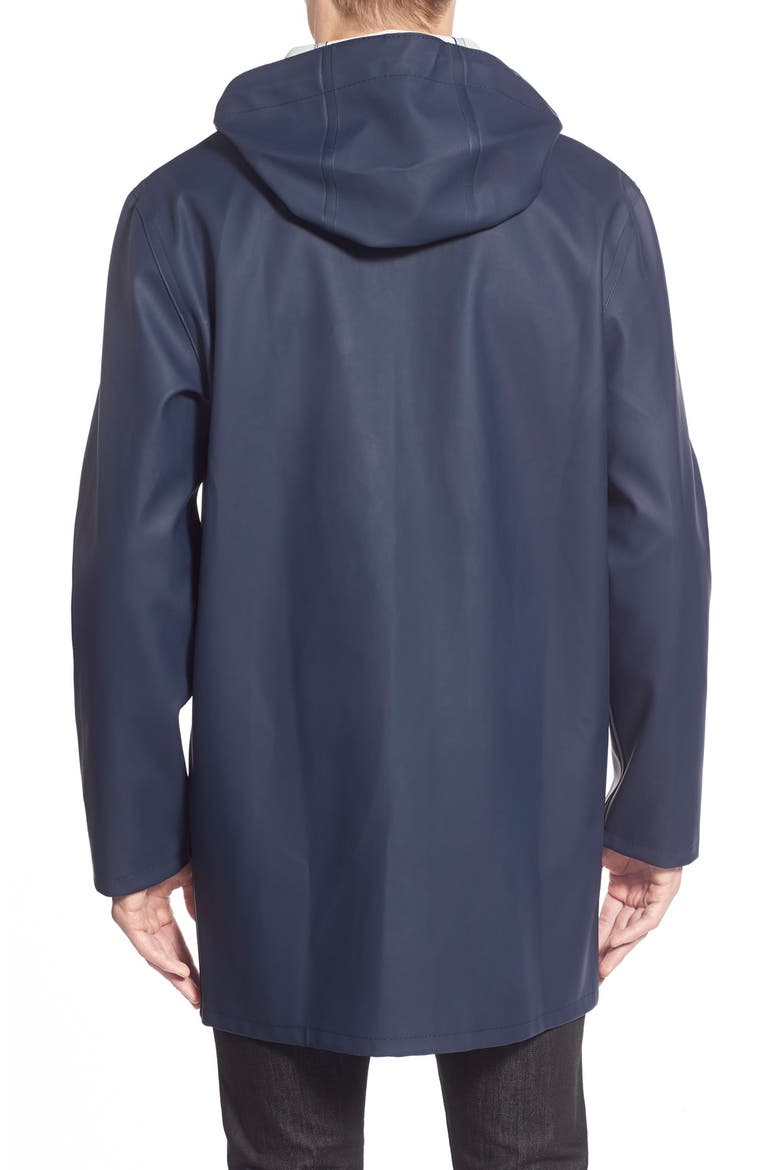 Stockholm Long Sleeve Hooded Raincoat, Alternate, color, NAVY