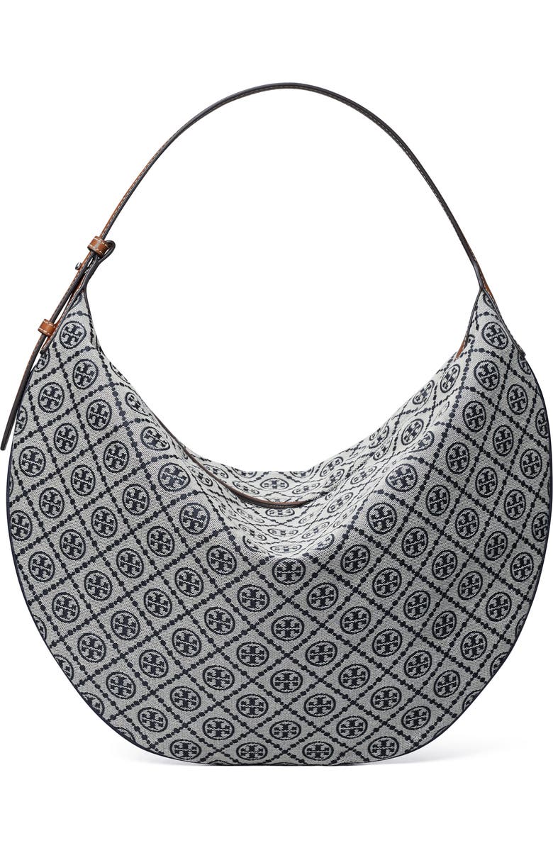 Tory Burch T Monogram Jacquard Balloon Bag, Main, color, Tory Navy