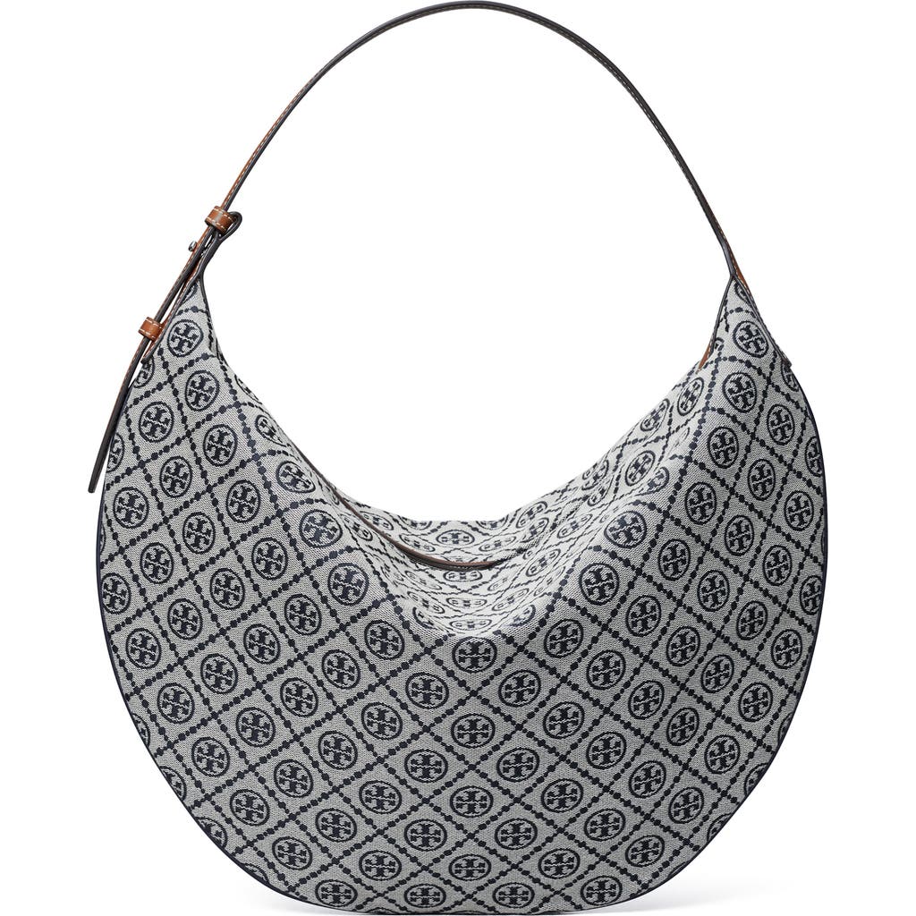 Tory Burch T Monogram Canvas Balloon Shoulder Bag In Tory Navy