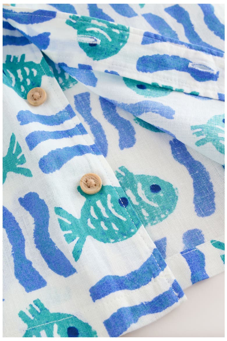 Kids' Fish Print Camp Shirt & Drawstring Shorts Set, Alternate, color, MULTI