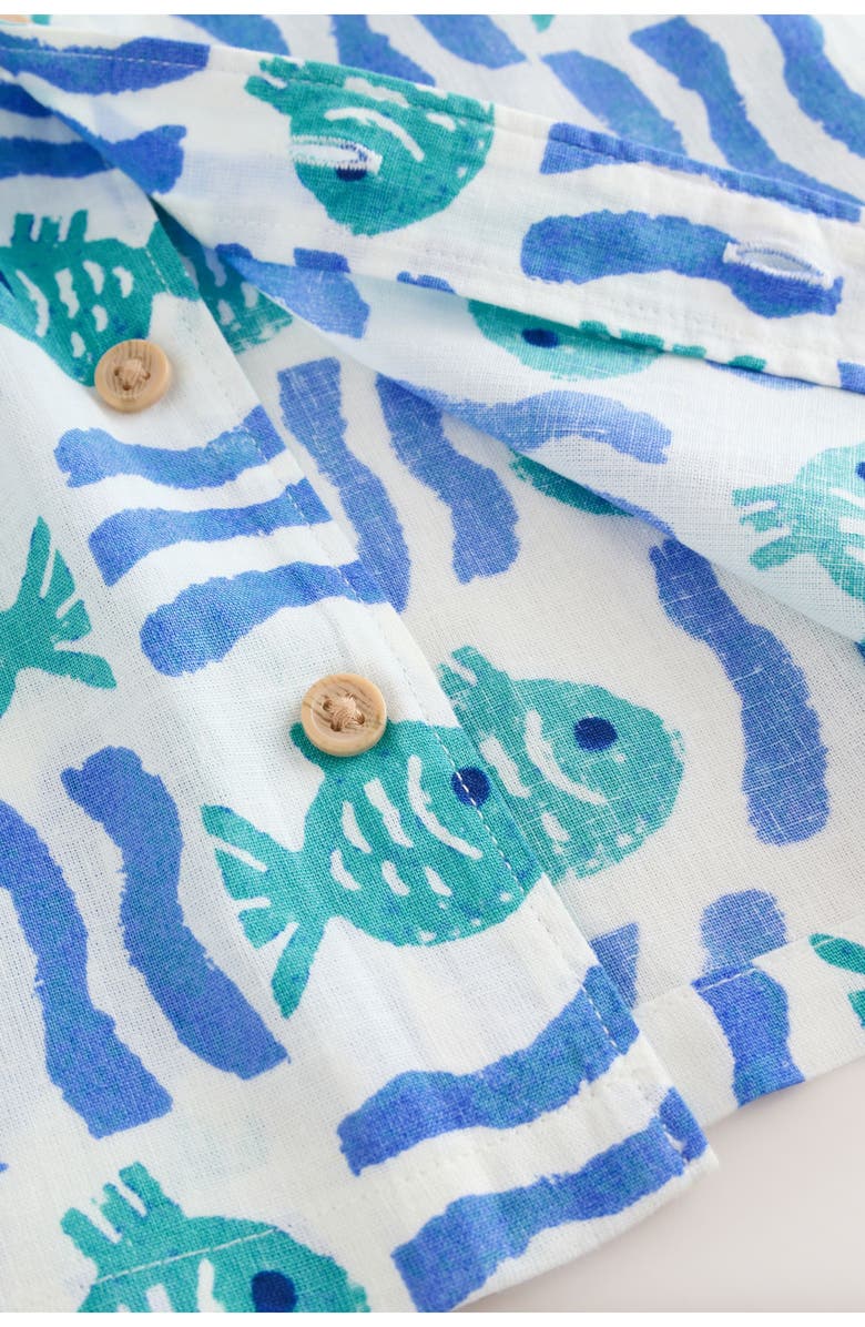 NEXT Kids' Fish Print Camp Shirt & Drawstring Shorts Set, Alternate, color, Multi