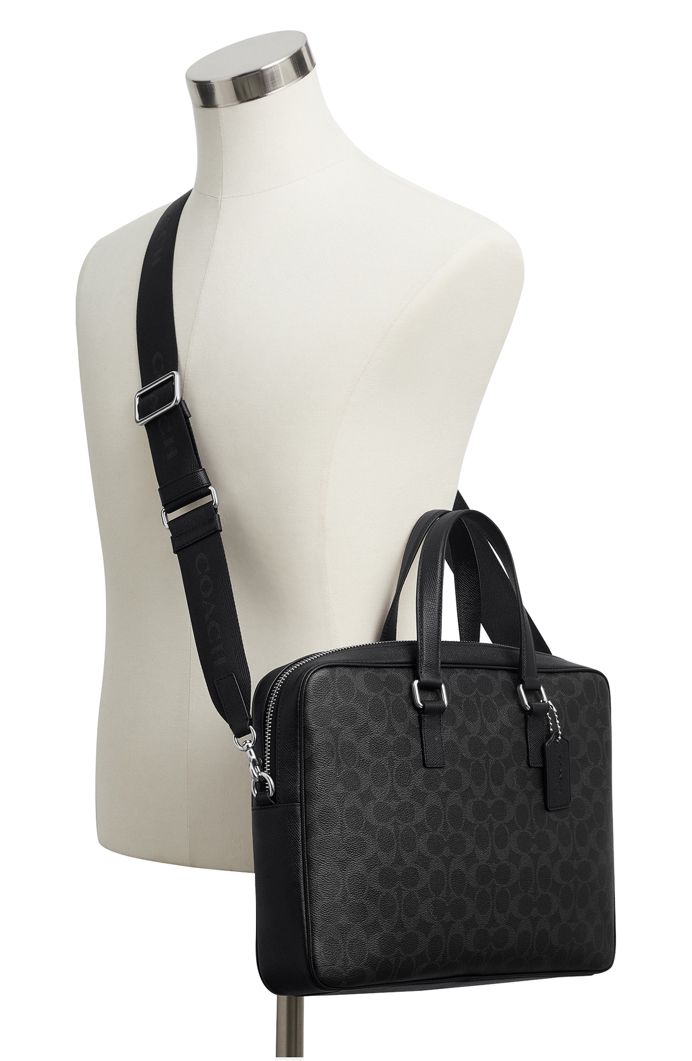 COACH Caden Logo Jacquard Briefcase, Alternate, color, Black Signature