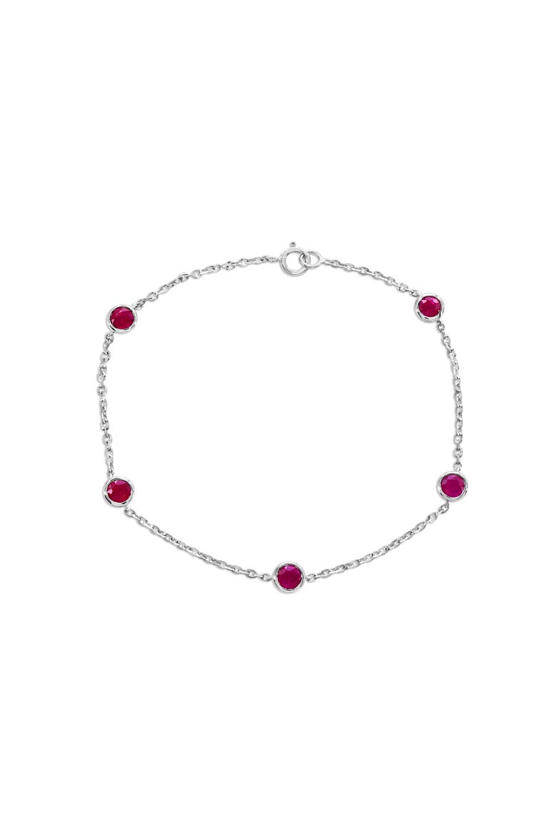 14K Gold 1.62cttw Round-Cut Ruby Bracelet, Main, color, Red