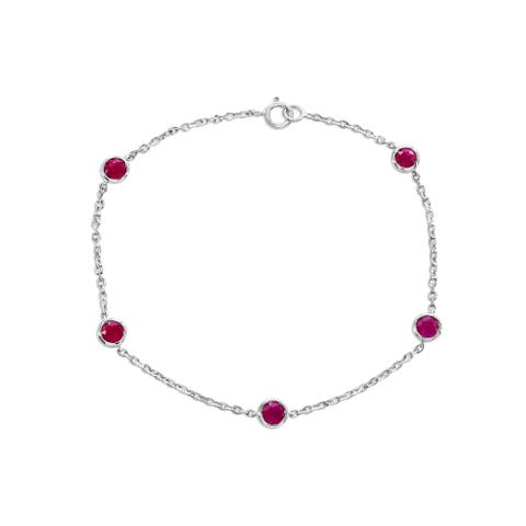 14K Gold 1.62cttw Round-Cut Ruby Bracelet