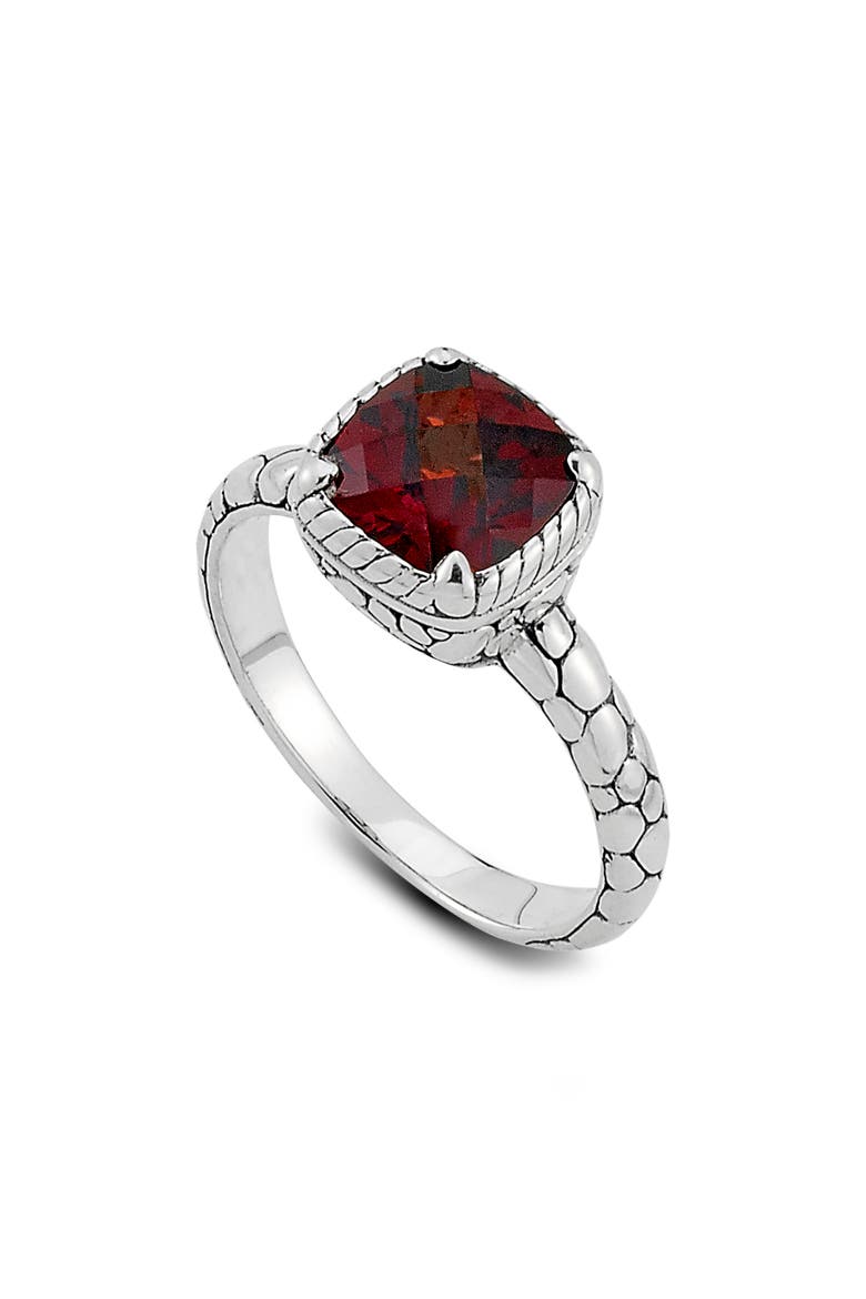 Sterling Silver Cushion Cut Ring, Main, color, RED
