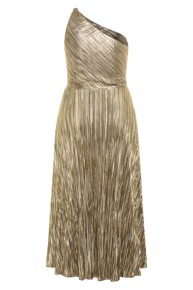 Kamila Metallic One-Shoulder Maxi Dress, Alternate, color, BRONZE