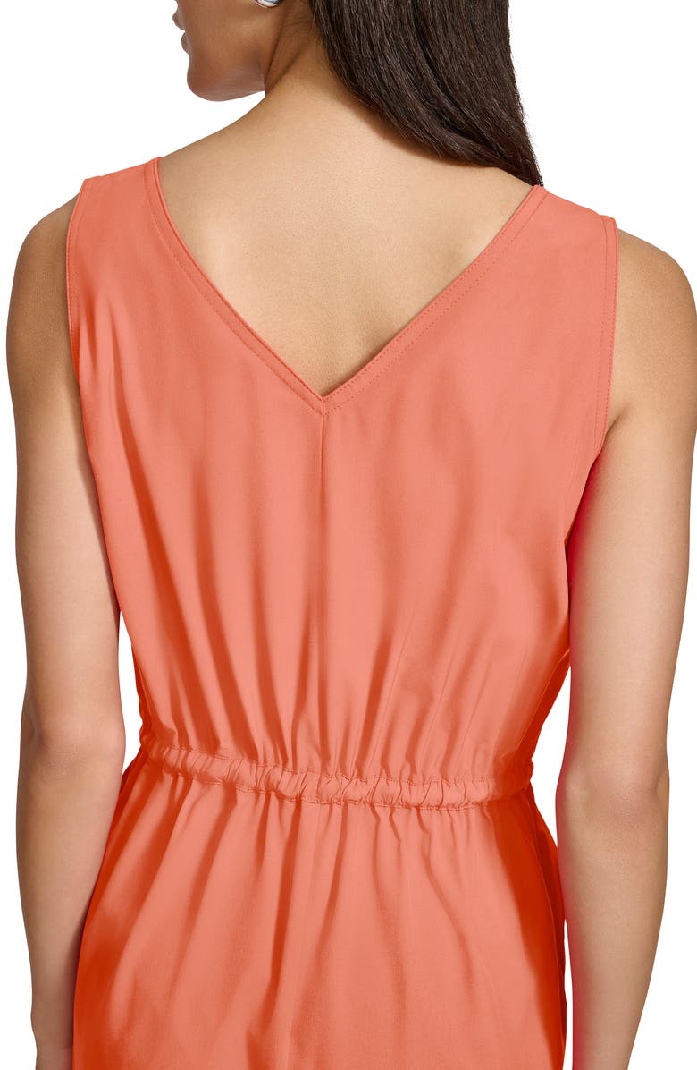 Calvin Klein Commuter Sleeveless Drawstring Waist Sheath Dress, Alternate, color, Melon