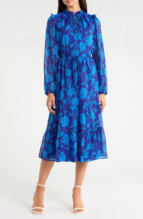 Kristen Balloon Sleeve Tiered Midi Dress