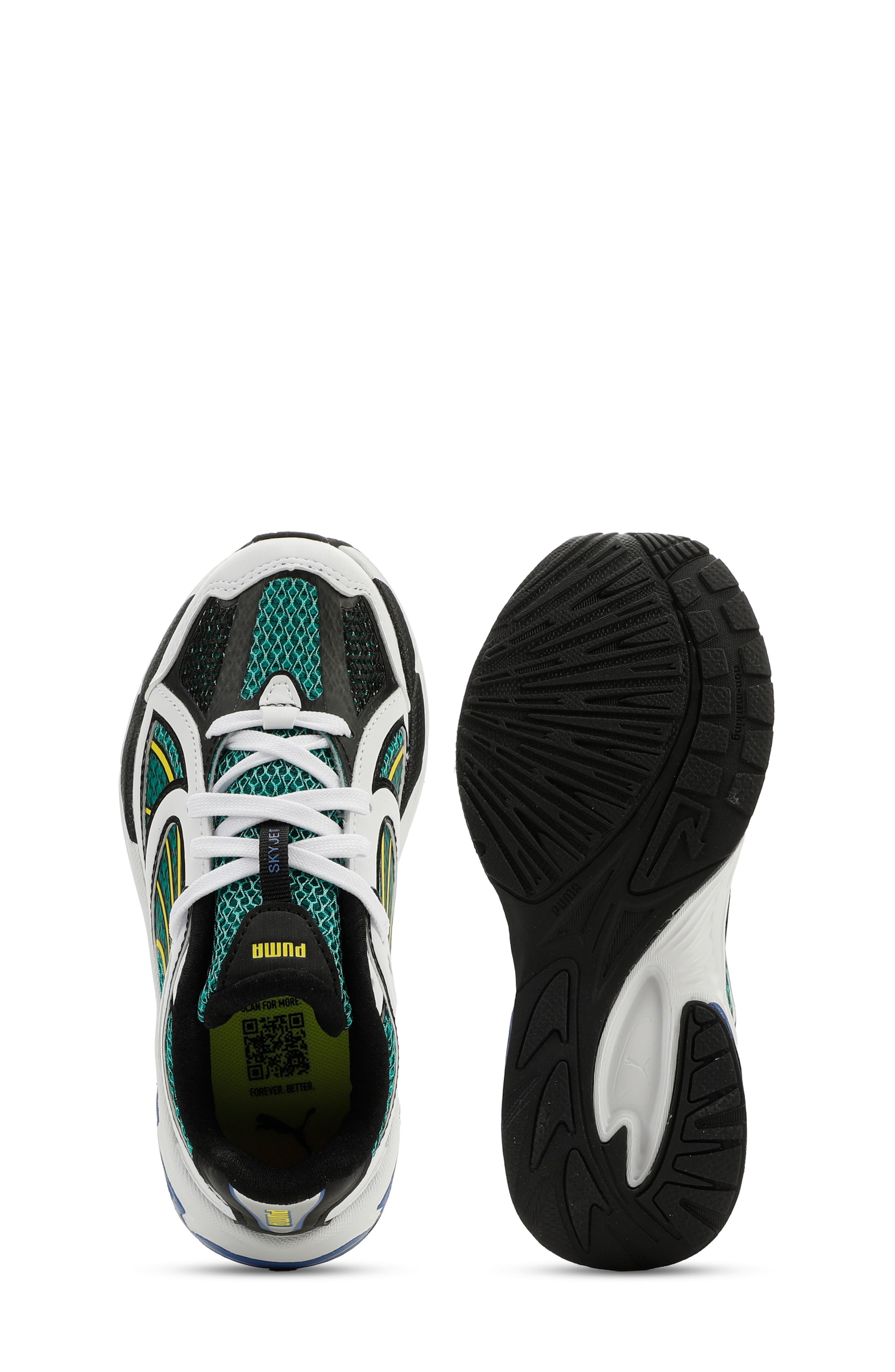 Kids' Skyjet Sneaker, Alternate, color, PUMA WHITE/ GREEN/ LEMON