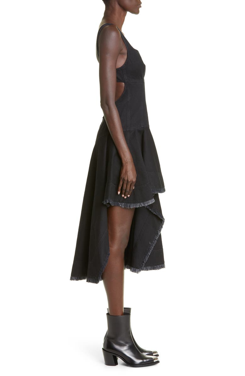 McQueen Asymmetric Denim Dress, Alternate, color, 