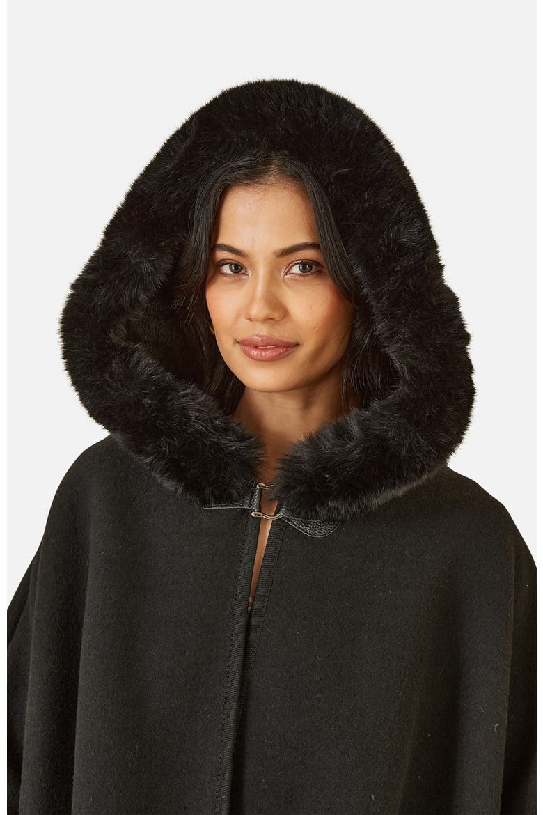 Hooded Fur Cape Jacket, Alternate, color, Black