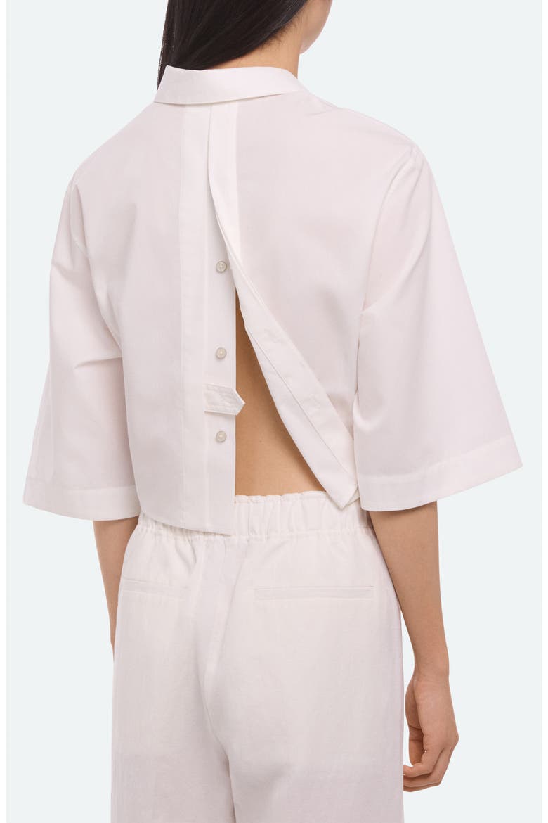 Button Back Boxy Cotton Cotton Button-Up Shirt, Alternate, color, WHITE