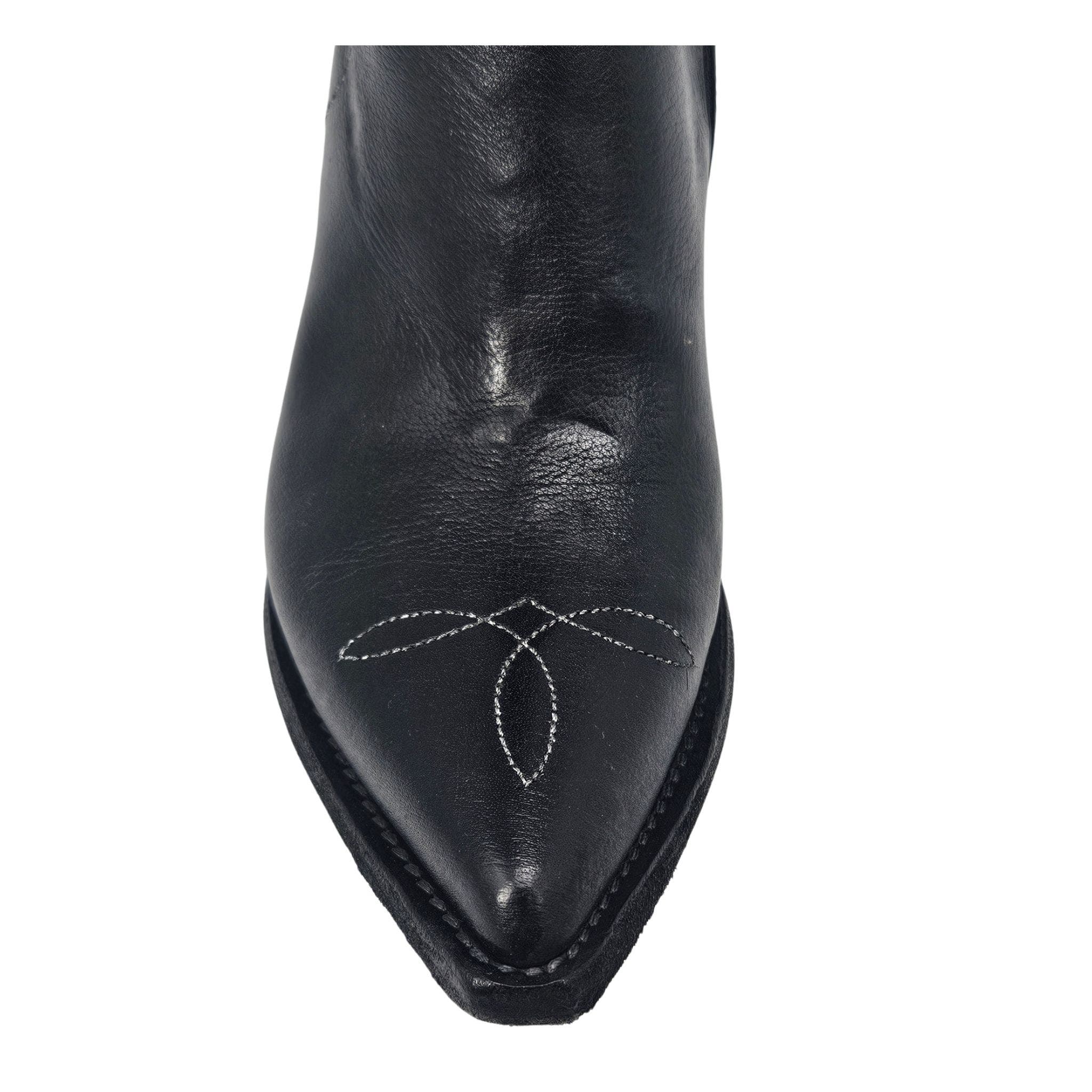 Cowboy Pointy Toe Star Ankle Boots, Alternate, color, black