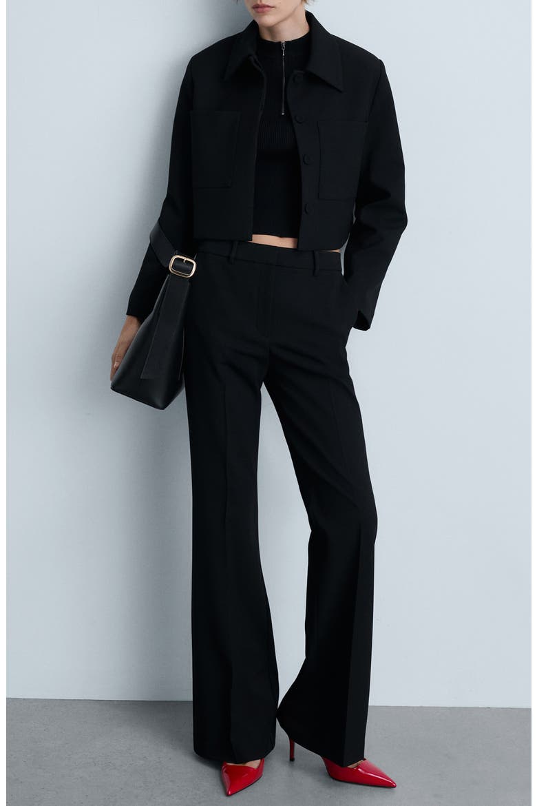 Crop Suiting Jacket, Alternate, color, BLACK