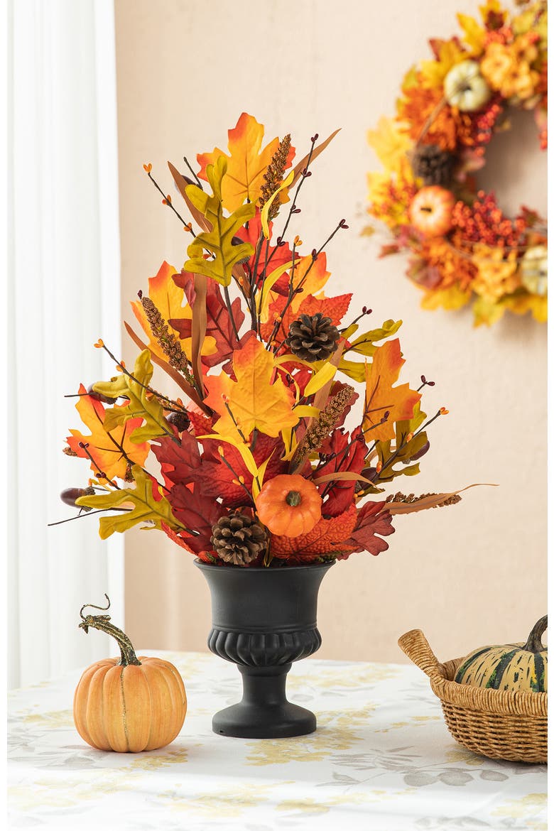 24"H Fall Maple Leaf Urn Table Tree, Alternate, color, Orange