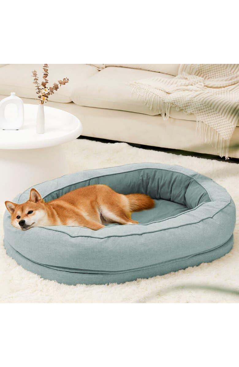 FunnyFuzzy Donut Dog Bed, Alternate, color, Lake Green