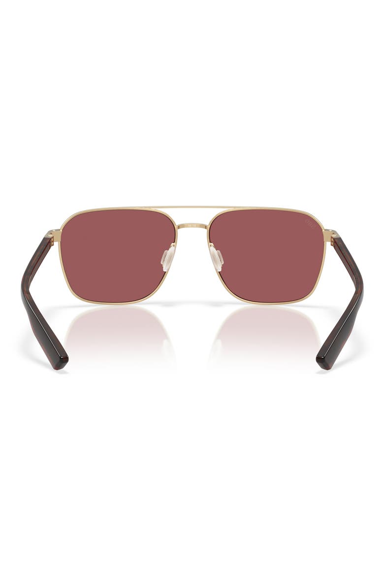58mm Polarized Mirrored Rectangular Sunglasses, Alternate, color, GOLD/ GOLD MIRROR 580G