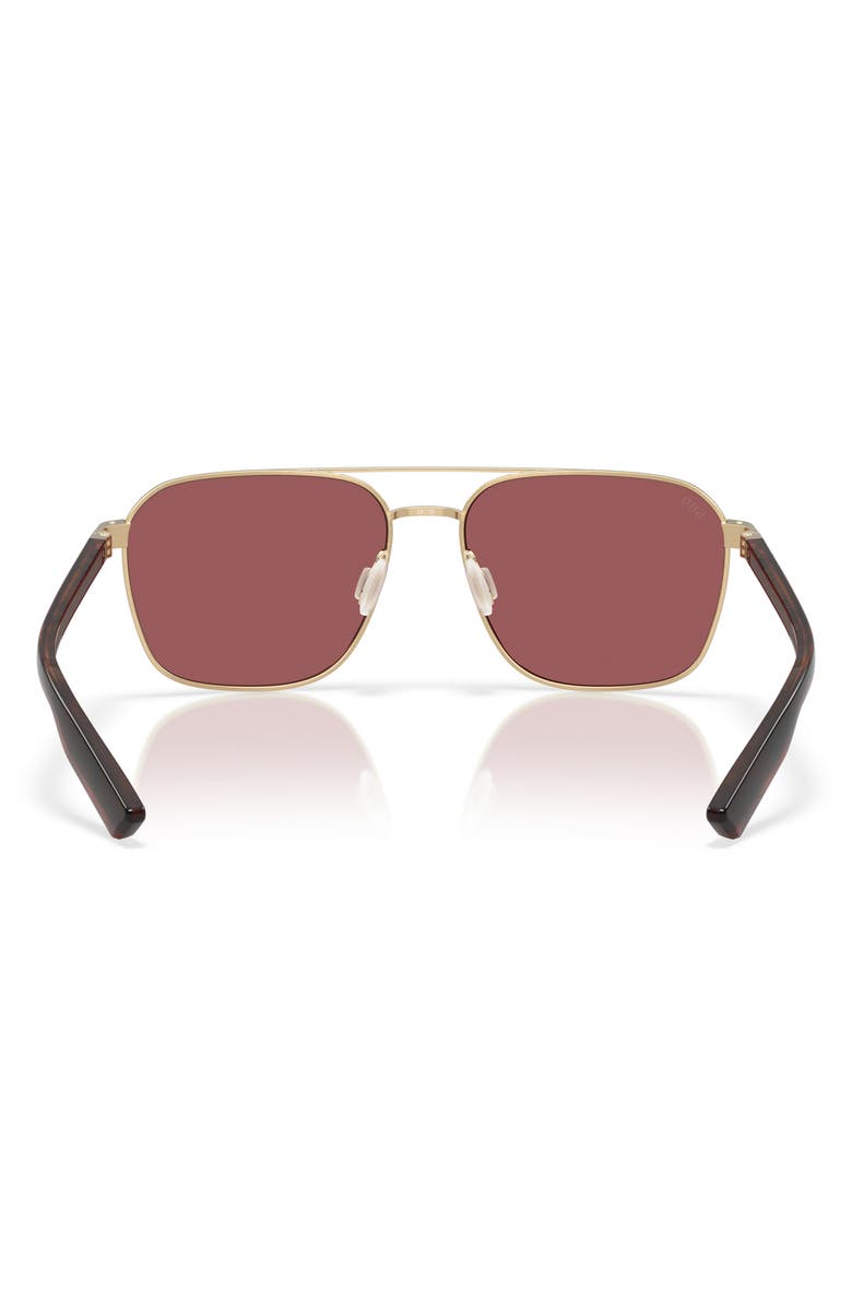 Costa Del Mar 58mm Polarized Mirrored Rectangular Sunglasses, Alternate, color, Gold/ Gold Mirror 580G