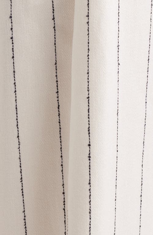 Hugo Boss Boss Tiana Tie Waist Pinstripe Linen Blend Pants In Ivory/navy Pinstripe