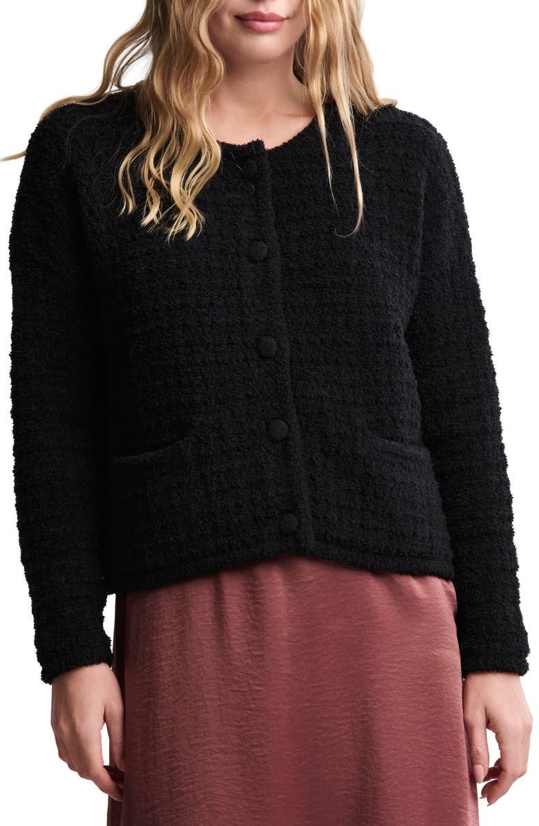Barefoot Dreams<sup>®</sup> CozyChic<sup>®</sup> Textured Cardigan, Main, color, Black