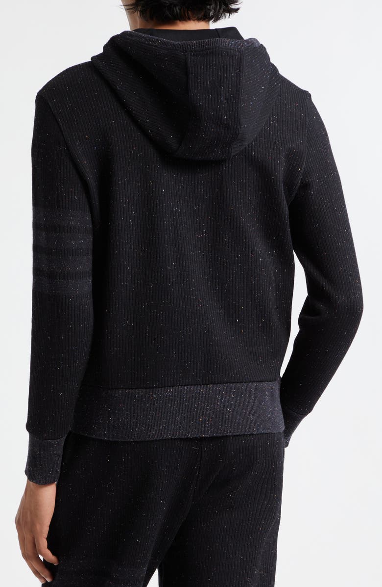 Thom Browne 4-Bar Flecked Cotton & Silk Hoodie, Alternate, color,