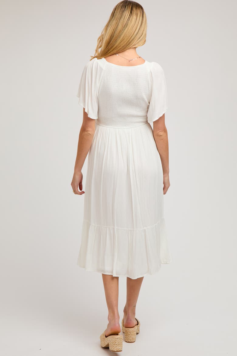 Smocked Ruffle Dress, Alternate, color, White