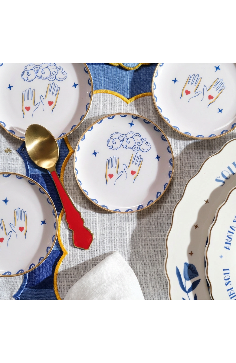 Zsa Zsa Zsu Agra Hand Patterned Round Metal Decorative Tray Set Of 4, Alternate, color, White