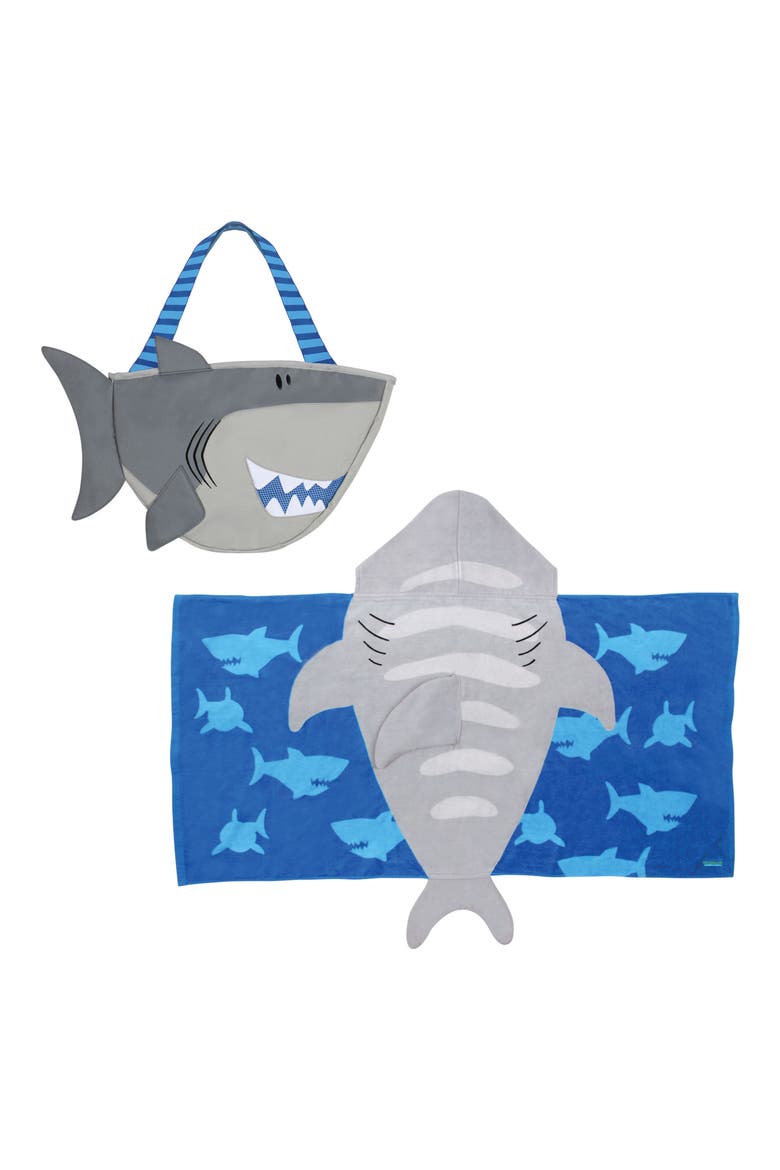 Beach Tote, Toys & Hooded Towel Set, Main, color, GRAY SHARK