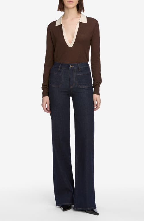 Frame Le Slim Palazzo Patch Pocket High Waist Wide Leg Jeans In Blue