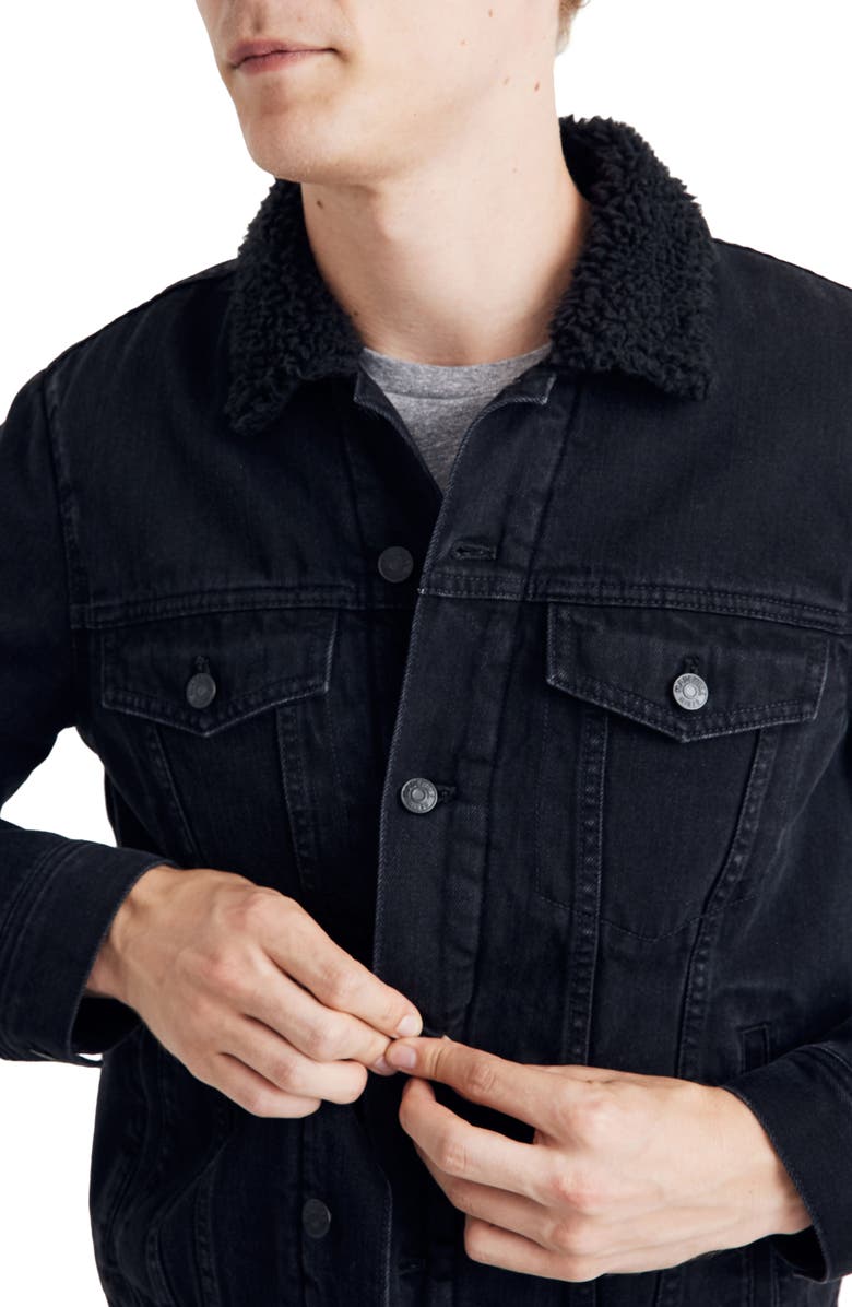 Madewell Faux Shearling Collar Denim Jacket, Alternate, color,