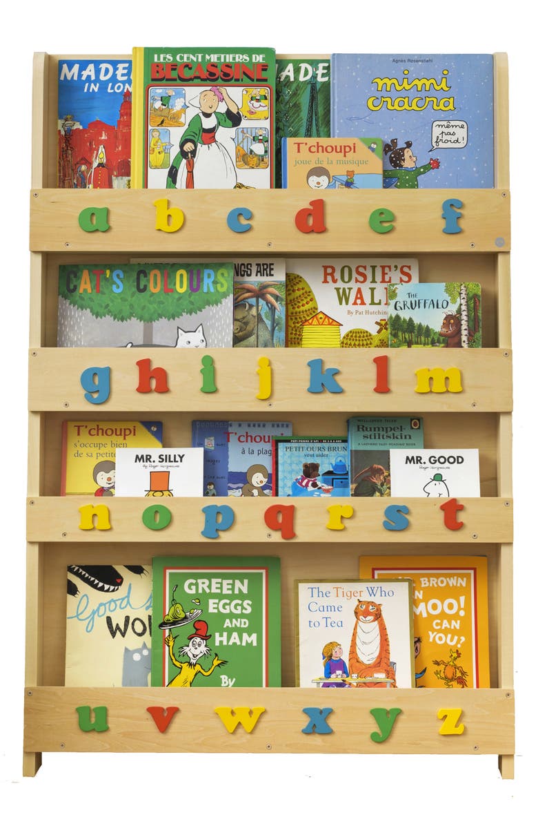 Tidy Books Rainbow ABC Natural Wood Bookcase, Main, color,