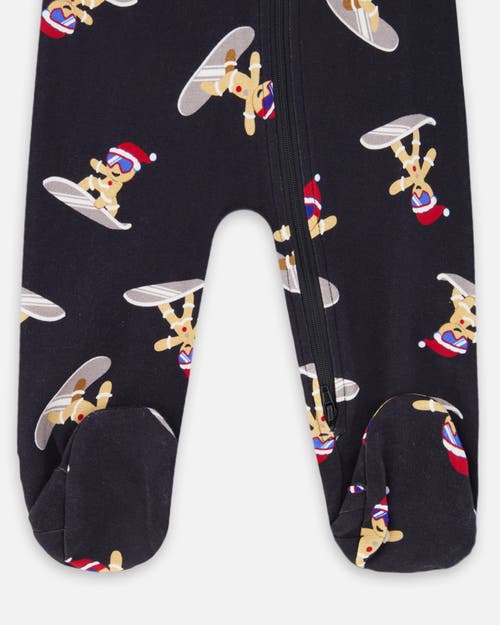Deux Par Deux One-piece Organic Cotton Pajama Cookie In Black