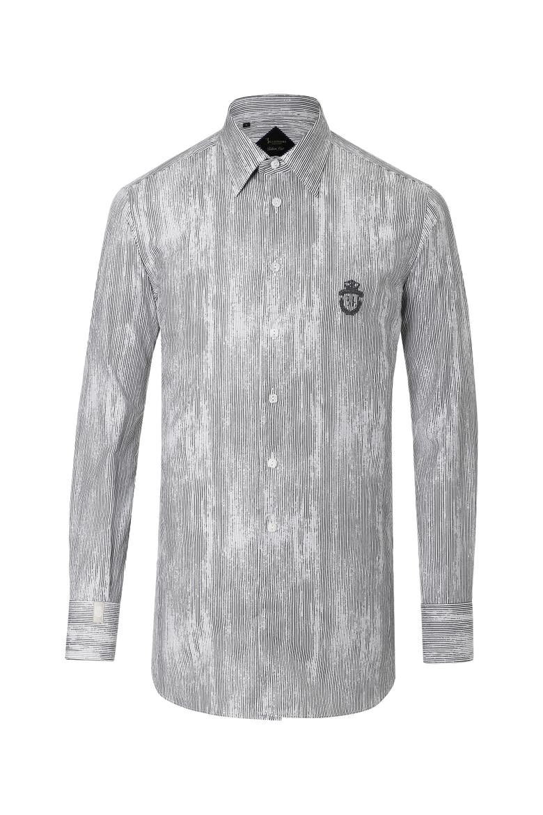 Shirt Slim Fit Men, Main, color, white/black