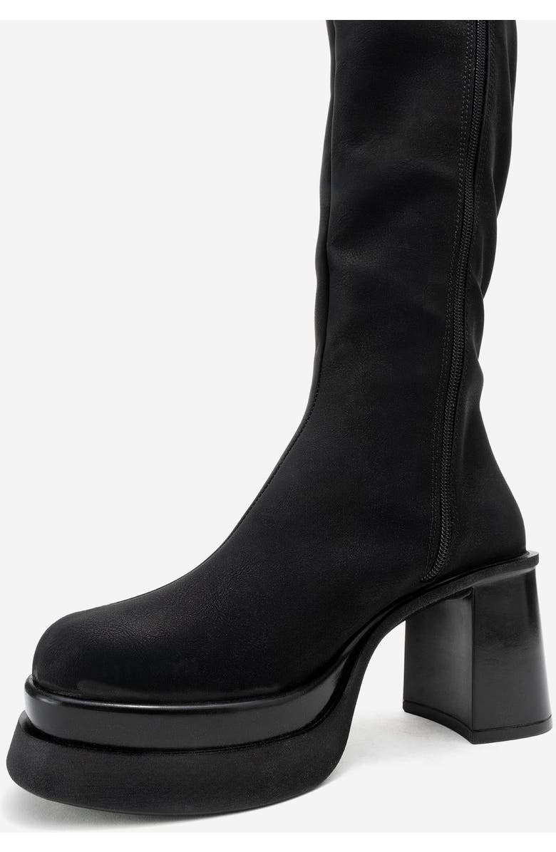 Prologue Shoes Carm Nubuck Platform Mid Calf Boot, Alternate, color, Black Nubuck
