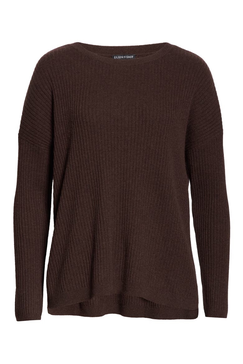 Ribbed Cashmere Box Sweater, Alternate, color, CLOVE