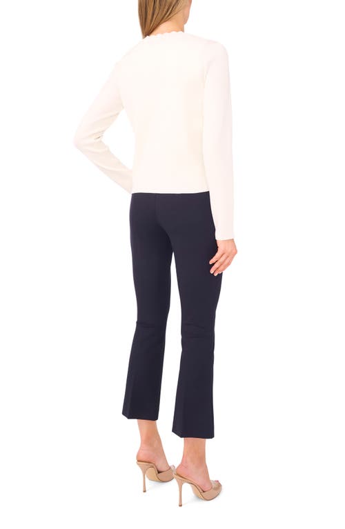 Ted Baker Cybill Scalloped Crewneck Cardigan Sweater In White