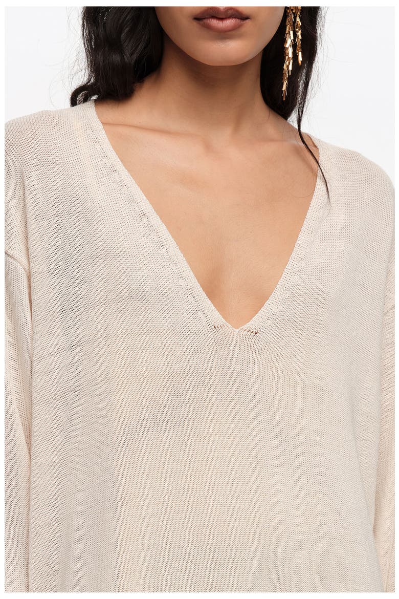 Cotton V-Neck Sweater, Alternate, color, IVORY