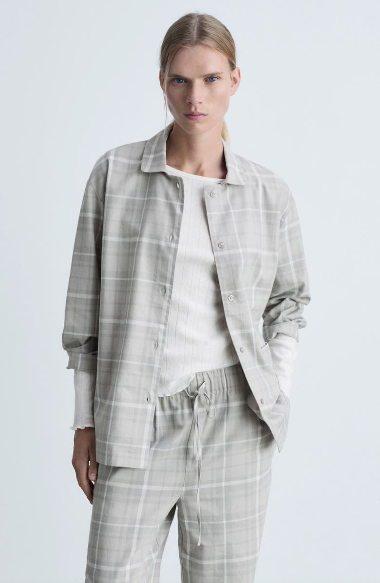 MANGO Drawstring Cotton Flannel Lounge Pants, Alternate, color,