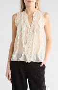 JASON WU Ruffle Front Sleeveless Button-Up Top