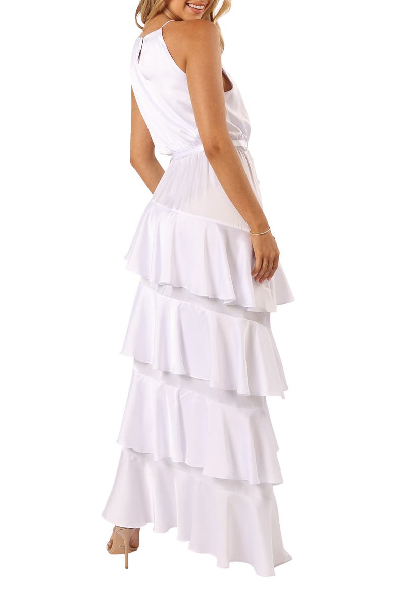 Annalise Ruffle Satin Dress, Alternate, color, WHITE