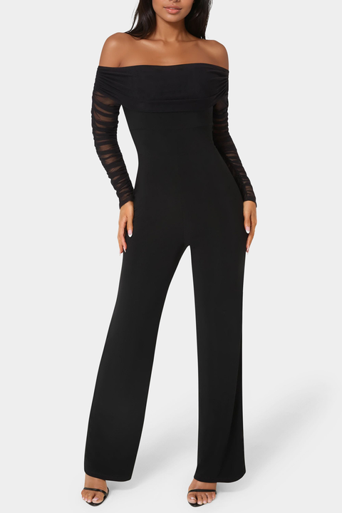 Off Shoulder Ruched Jumpsuit