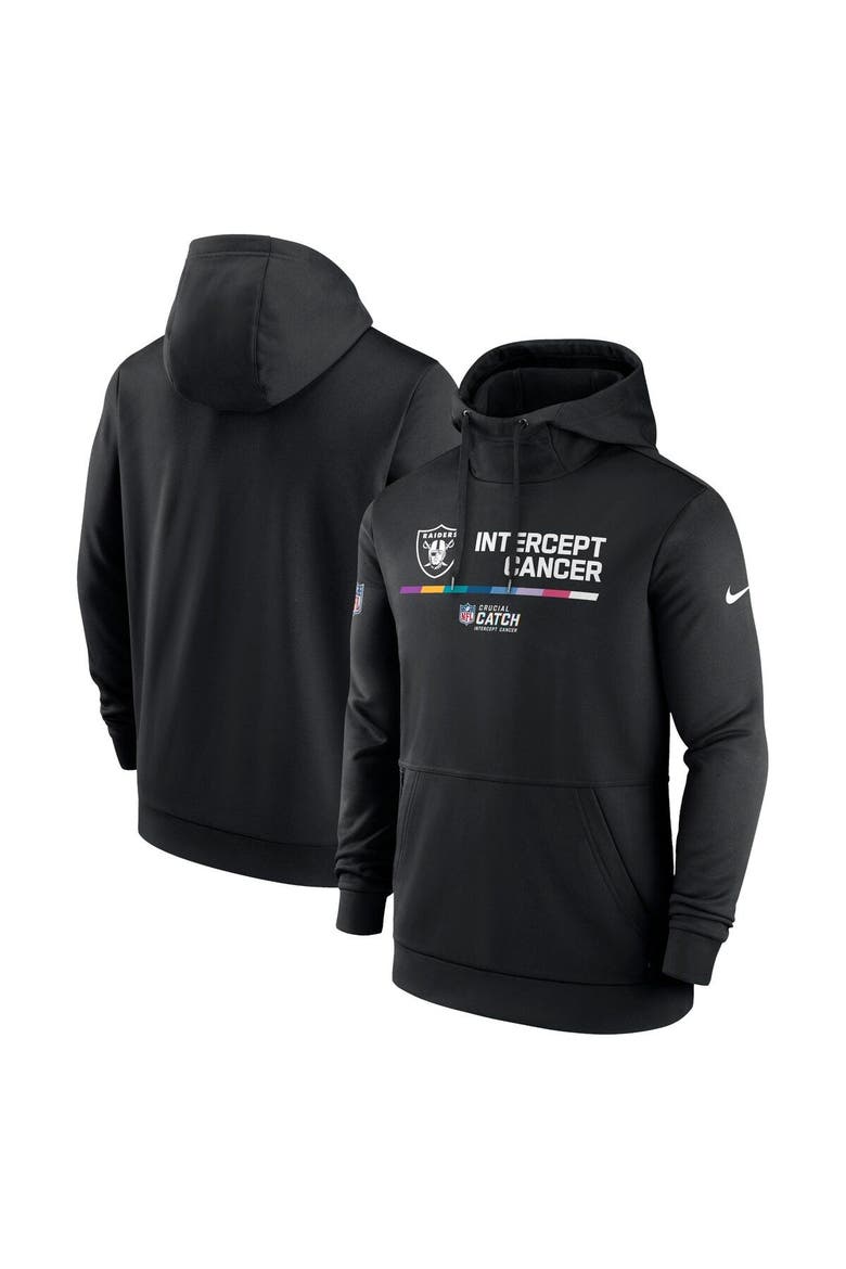 Men's Nike Black Las Vegas Raiders 2022 NFL Crucial Catch Therma Performance Pullover Hoodie, Main, color, Black