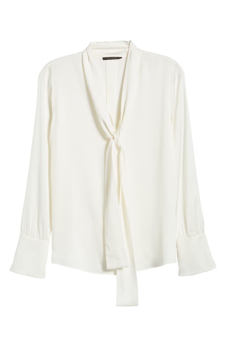 KOBI HALPERIN Tie Neck Stretch Silk Shirt, Alternate, color, 